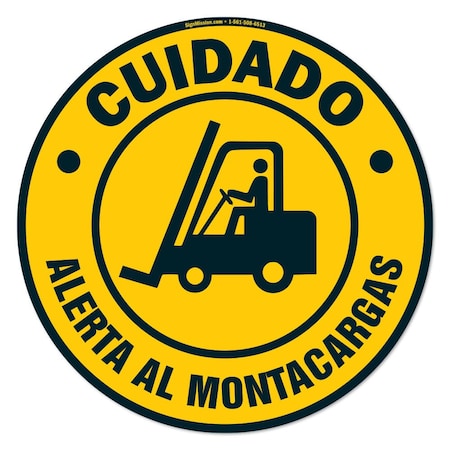 Cuidado Alerta Al Montacargas 16in Non-Slip Floor Marker, 12PK